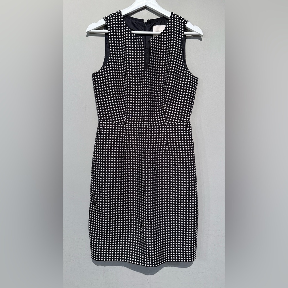 J Crew Women 4 Sleeveless Sheath Dress Black & White Lined Career Office EUC